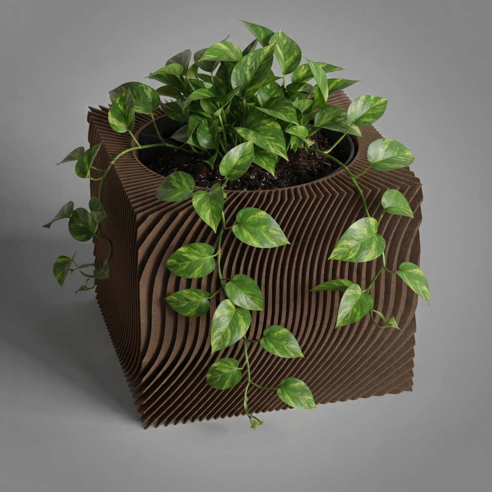 Self-watering geometric planter pot with 2-in-1 wick watering system