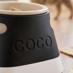 Elevated pet bowl with custom pet name 