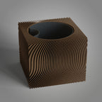 Brown 3D-printed self-watering geometric planter pot with 2-in-1 wick watering system