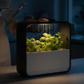 Ambient RGB LED lamp and drip tray planter designed for a clean, mess-free setup.