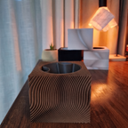 Brown self-watering geometric planter pot with 2-in-1 wick watering system