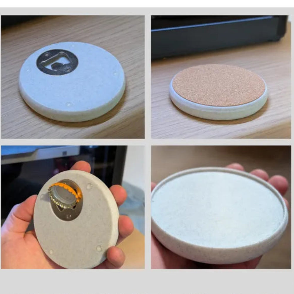 Multi-functional drink coasters with bottle opener and cork insert